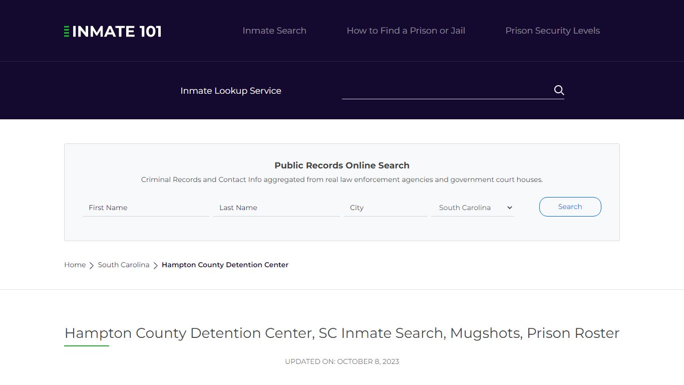 Hampton County Detention Center, SC Inmate Search, Mugshots, Prison ...